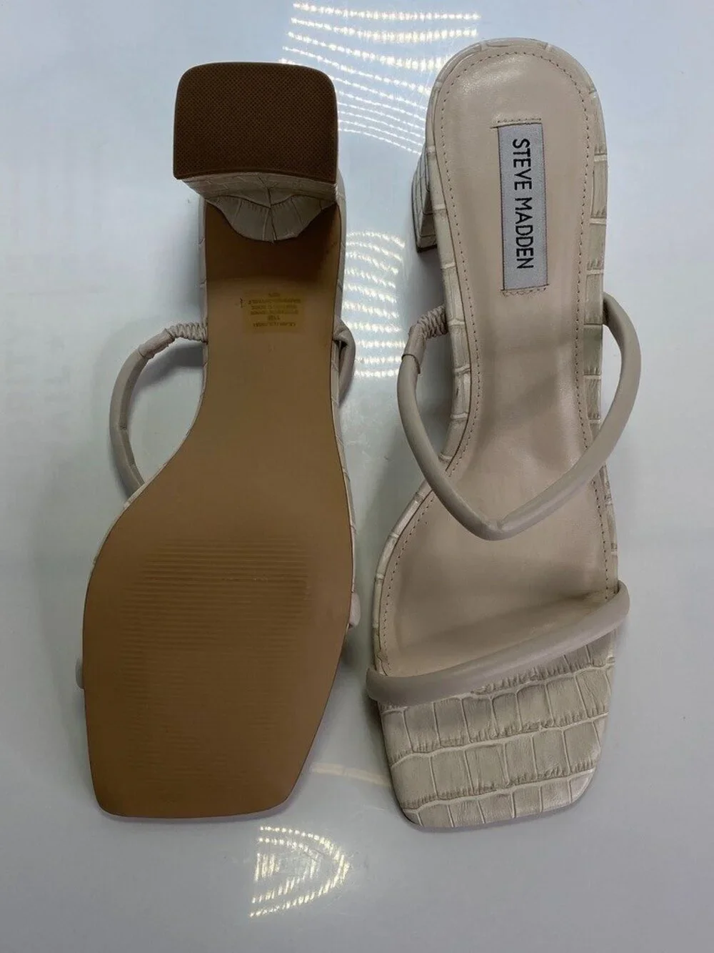 Steve Madden Women's Lilah Double Band White Croc Sandals Sz 11